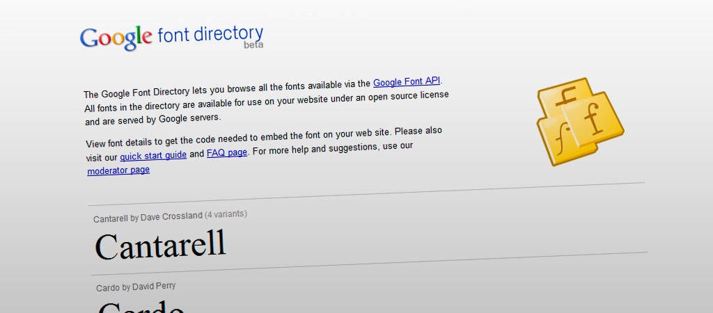 Directorio de fuentes de Google (Google font directory)