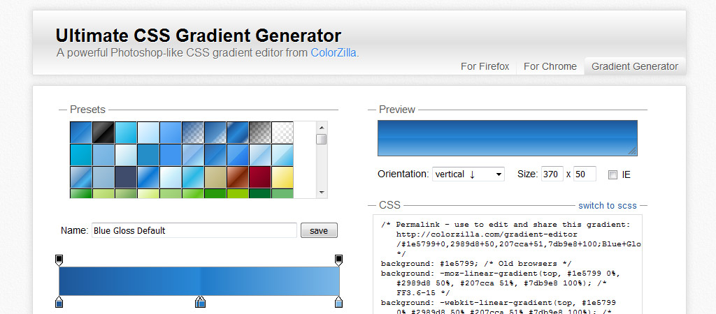 Ultimate CSS Gradient Generator - Generador online de degradados o gradientes en CSS