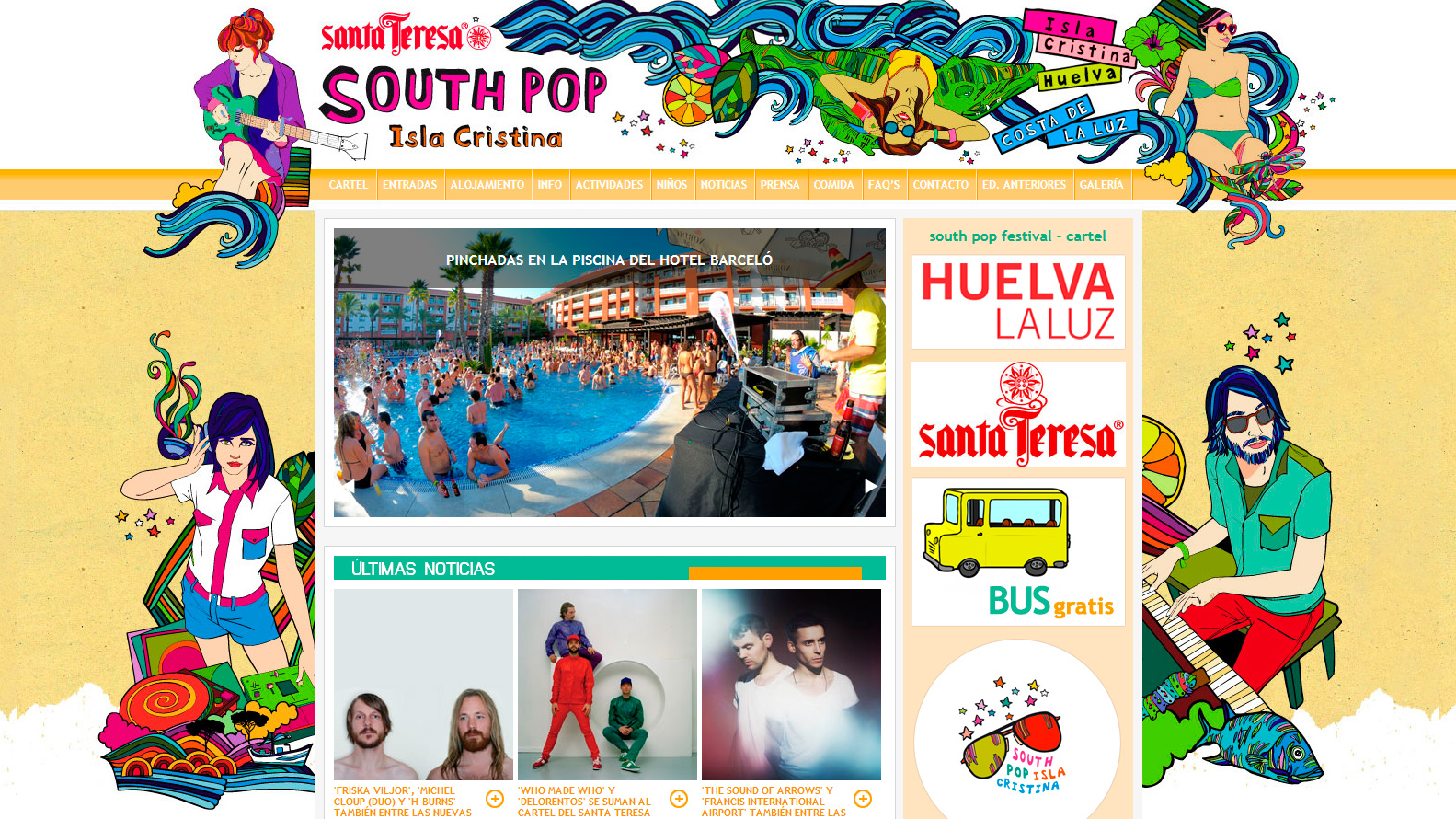 Desarrollo web del South Pop Festival Isla Cristina - Inicio - Diseño de páginas web para eventos