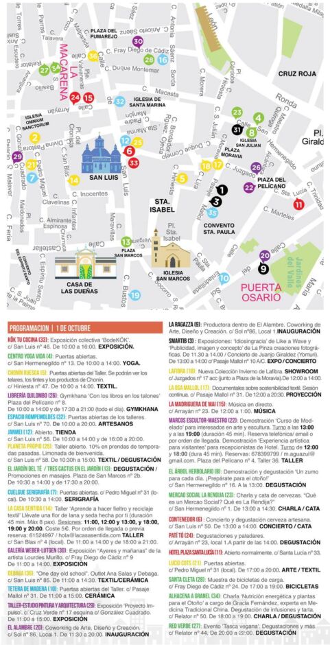 Programa de la I Jornada de Puertas Abiertas Mapa Barrio San Luis