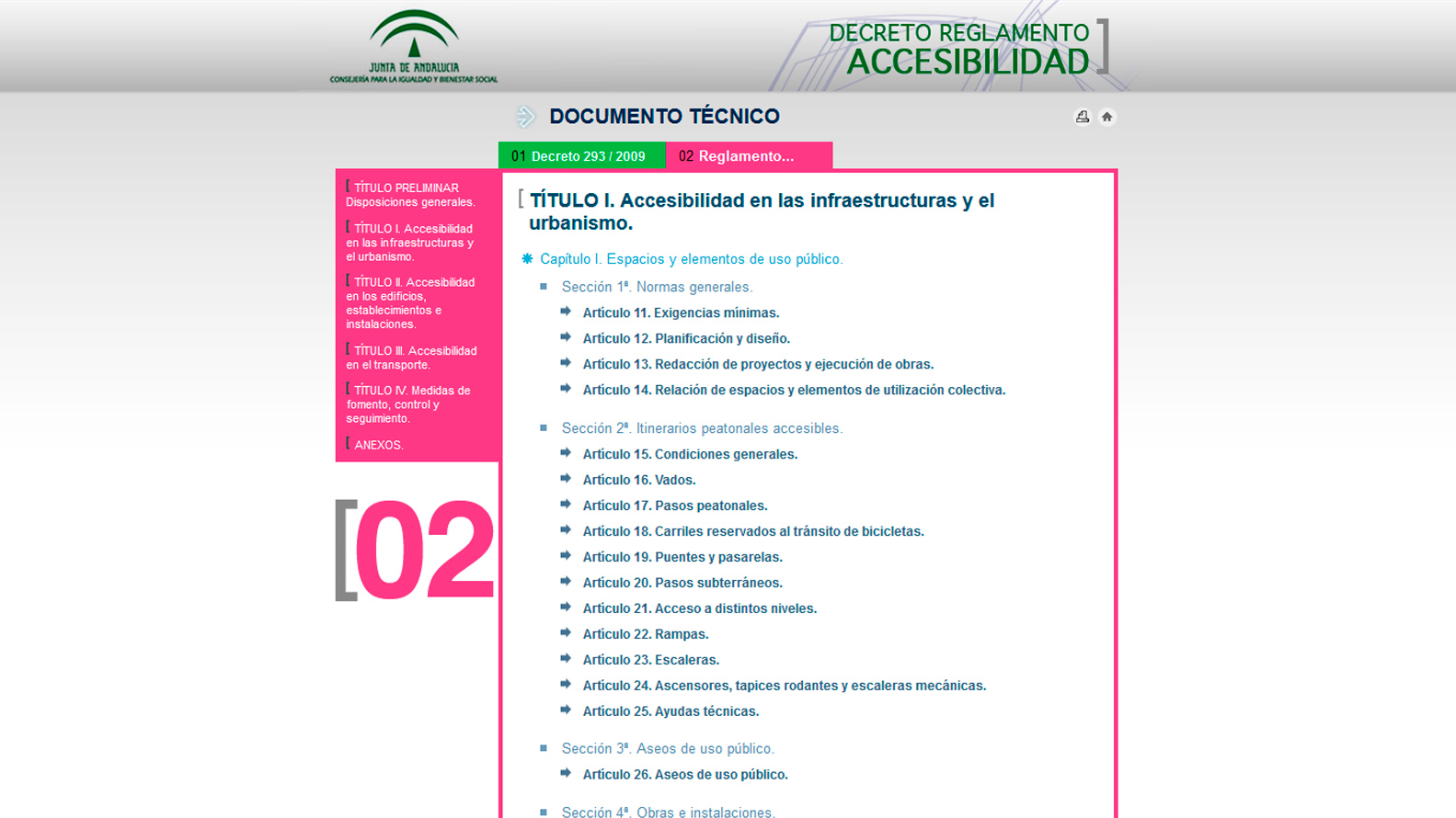Desarrollo interactivo de Decreto Reglamento Accesibilidad