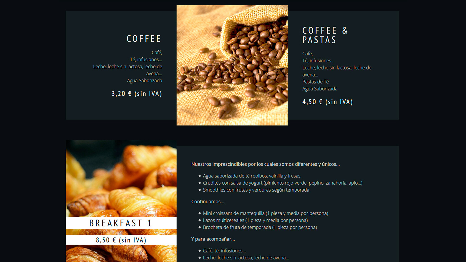 Desarrollo web del catering Cookus - Menús - Diseño de páginas web para restaurantes