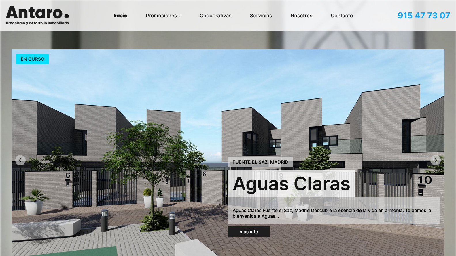 Desarrollo web WordPress de Antaro - Inicio - Diseño de páginas web para el sector inmobiliario
