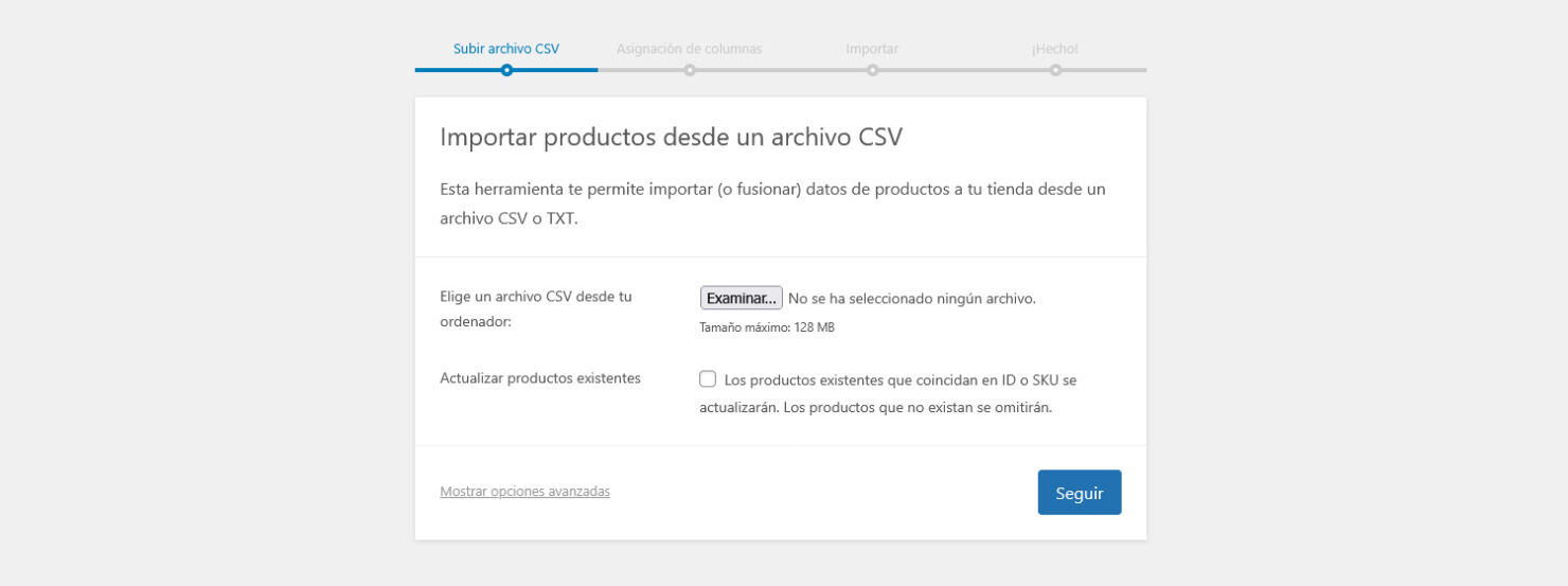 Importación de productos en WooCommerce