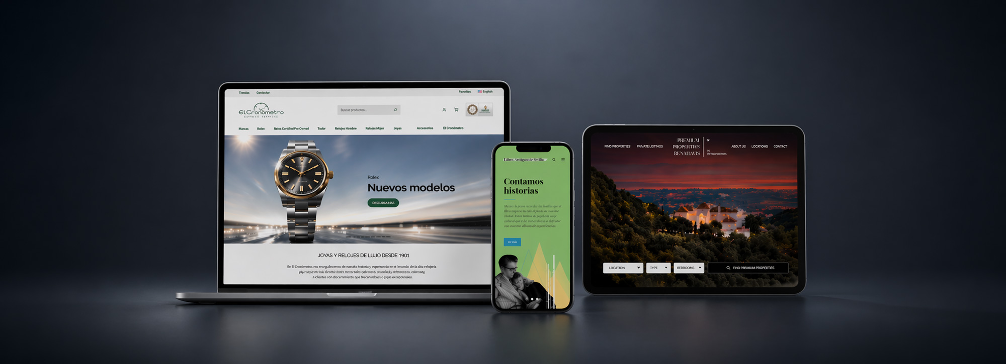 Ejemplo de diseño y desarrollo web a medida adaptado a diferentes dispositivos